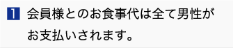 会員様とのお食事代は全て男性がお支払いされます。